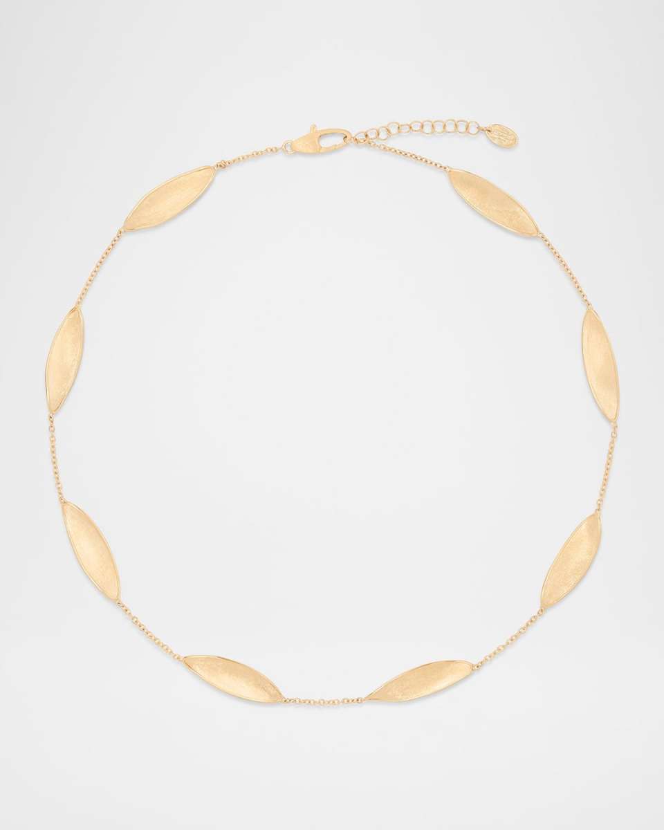 18K Yellow Gold Lunaria Twist Station Short Necklace